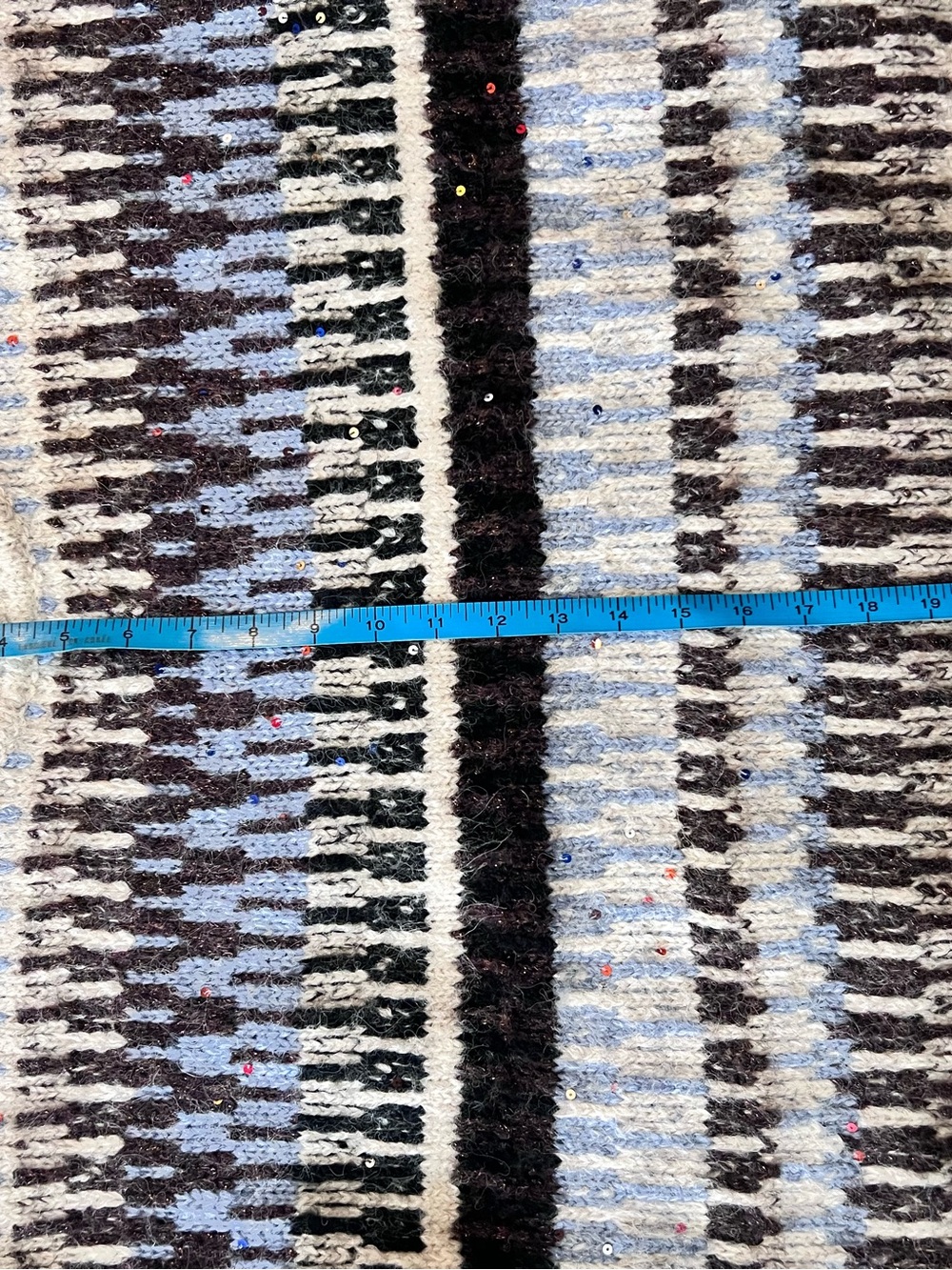 Textured Crewneck Sweater in Cream, Blue & Black - FDJ - Picture 7 of 8